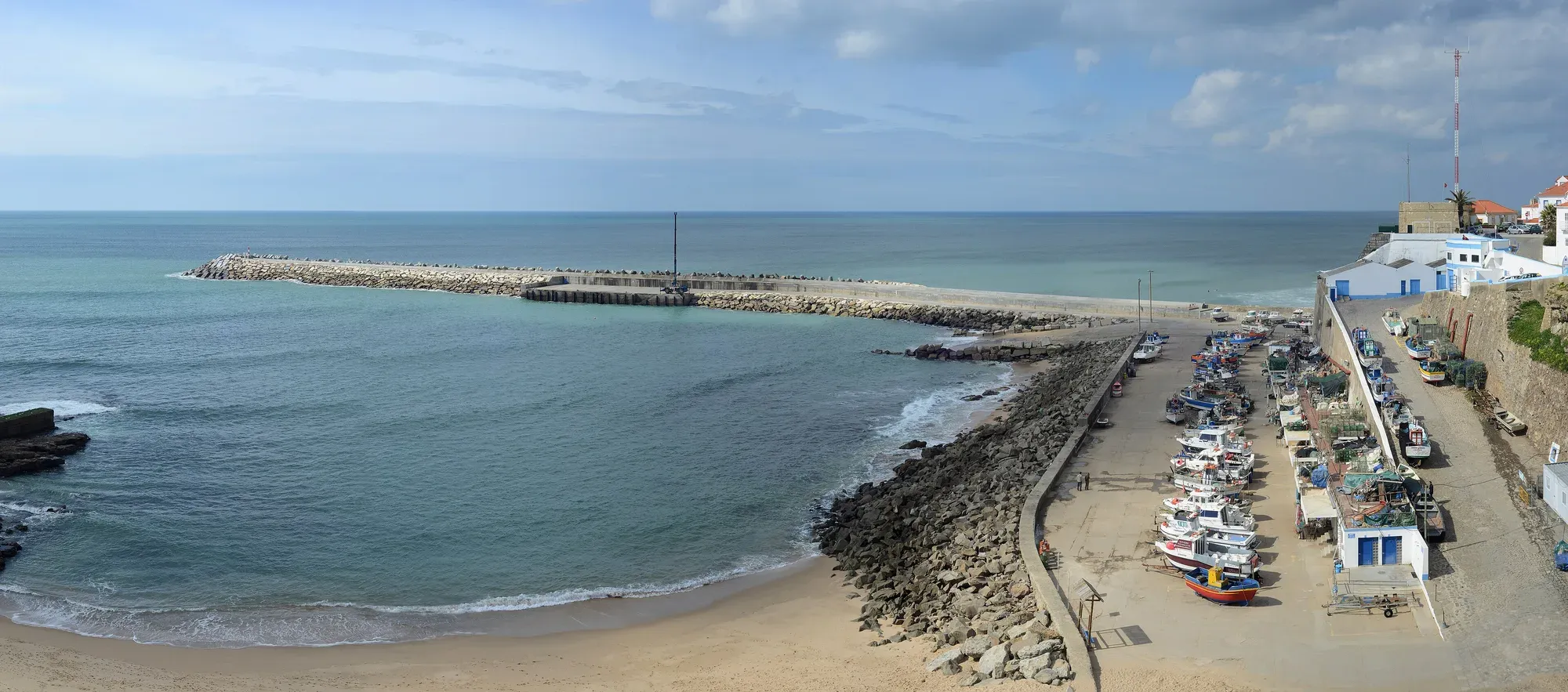 The whitewashed clifftop town of Ericeira above the Atlantic, Portugal
